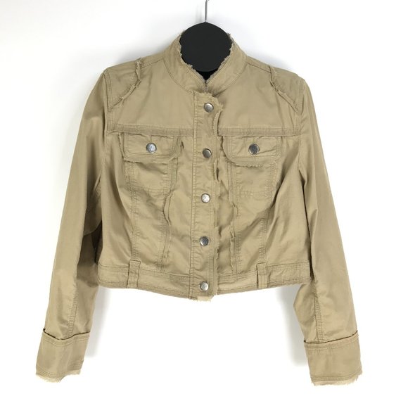 Lane Bryant Jackets & Blazers - Lane Bryant Venezia Tan Cropped Button-Front Jacket Women's Plus Size 14/16